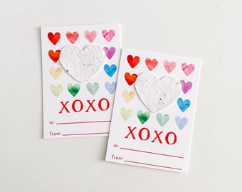 growNOTES™, XOXO, Seed Paper Valentine Cards, Wallet Size Cards, School Valentine for Kids, Plantable Valentines, Plantable Hearts, 5 CT