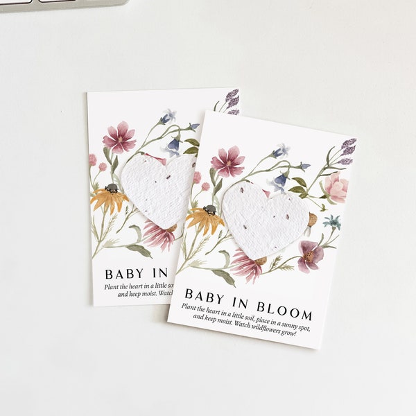 growNOTES™ Baby in Bloom Plantable Favor Cards, Grows Wildflowers, Baby Shower, Wallet Size Gift For Guests, Seed Packet, Botanical