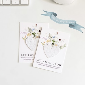 growNOTES™ Let Love Grow Plantable Seed Paper Favor Cards, Grows Wildflowers, Wallet Size, Gifts, Bridal, Wedding, Shower, Mailable Favor