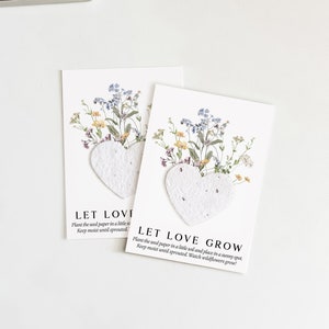 growNOTES™ Wedding Favors, Let Love Grow Plantable Seed Paper Cards, Grows Wildflowers, Wallet Size, Gifts, Shower, Botanical Non-personalized