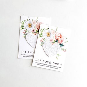 growNOTES™ Let Love Grow Plantable Favor Cards, Grows Wildflowers, Seed Paper Packet, Wallet Size Guest Gifts, Wedding, Shower, Peonies