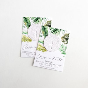 growNOTES™ Grow in Faith Baptism Favor Cards, Communion, Christening, Wallet Size, Mini Favor Cards, Seed Paper, Plantable Favors, Mailable