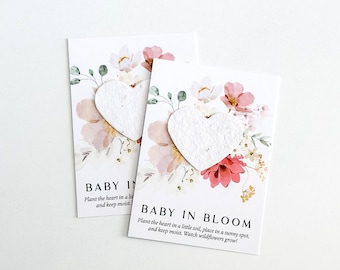 growNOTES™ QUICK SHIP Baby in Bloom Plantable Favor Cards, Grows Wildflowers, Wallet Size Gift Guests, Seed Packet, Girls Baby Shower, Pink