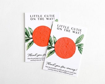 growNOTES™ Little Cutie Favor Cards, Baby Shower, Plantable Favors, For Guests, Seed Paper Cards, Oranges, Mandarin, Cuties, Wallet Size