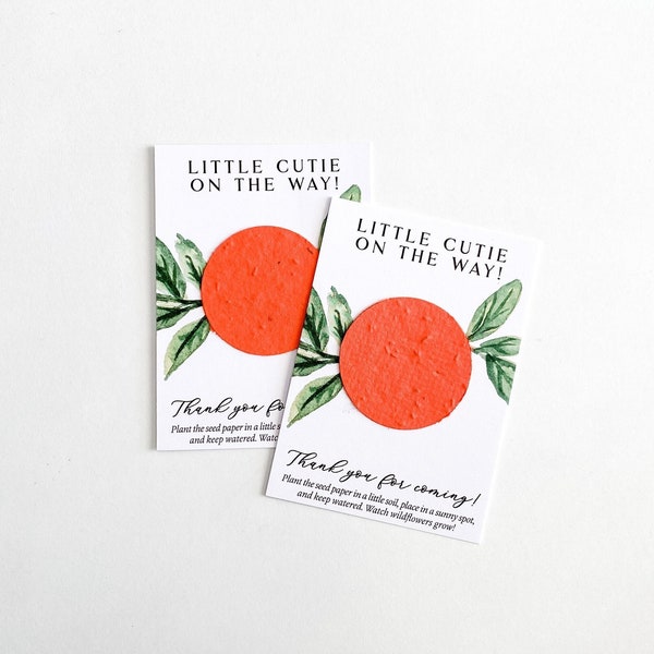 growNOTES™ Little Cutie Favor Cards, Baby Shower, Plantable Favors, For Guests, Seed Paper Cards, Oranges, Mandarin, Cuties, Wallet Size