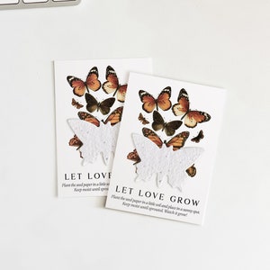 growNOTES™ Let Love Grow Plantable Favor Cards, Grows Wildflowers, Seed Paper Packet, Wallet Size Guest Gift, Wedding, Shower, Butterflies