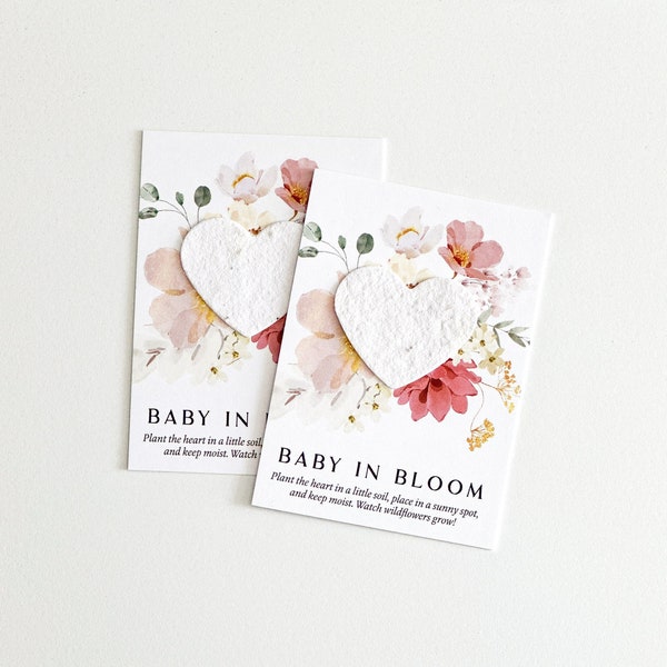 growNOTES™ Baby in Bloom Plantable Favor Cards, Grows Wildflowers, Baby Shower, Wallet Size Gift For Guests, Seed Packet, Botanical