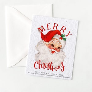 growNOTES™ Plantable Holiday Cards Personalized Seed Paper Christmas Cards Unique Flower Seeded Card Grows Wildflower Nostalgic Santa