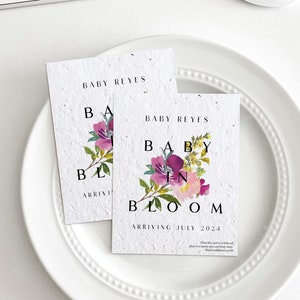 growNOTES™ Baby in Bloom, Baby Shower, Plantable Favors, For Guests, Fuchsia & Pink Seed Paper Favor Cards, Mailable Favor, 3.5"x4.5"