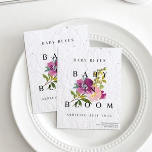 Bébé en fleurs growNOTES™, baby shower, cadeaux à planter, pour les invités, cartes de cadeaux en papier graine fuchsia et rose, cadeau à envoyer par la poste, 3,5 x 4,5 pouces