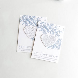 growNOTES™ Let Love Grow Plantable Seed Paper Favor Cards, Grows Wildflowers, Wallet Size Gift, Bridal, Wedding, Shower, Dusty Blue Vines