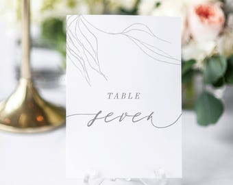 Fine Art Table Numbers, Hand Drawn Calligraphy, Printable Table Numbers, Table Decor