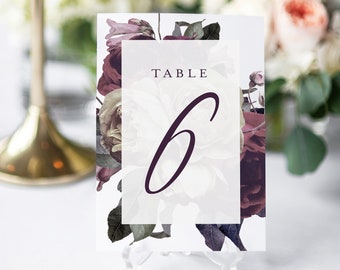 Dramatic Purple Boho 1-24 Table Numbers, Instant Download