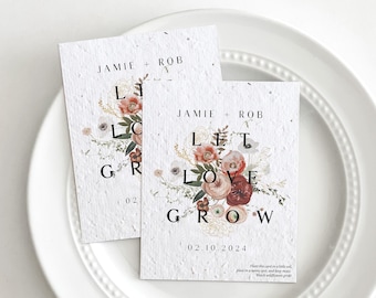 growNOTES™ Wildflower Seed Favors, Sustainable Favors, Seed Packets, Custom Wedding Favors, Seeded Paper Favor, 3.5"x4.5" Marsala