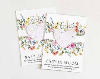 growNOTES™ Baby in Bloom Plantable Favor Cards, Grows Wildflowers, Baby Shower, Wallet Size Gift For Guests, Seed Packet, Botanical