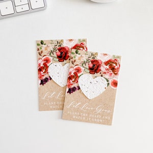 growNOTES™ Let Love Grow Plantable Seed Paper Favor Cards, Grows Wildflowers, Wallet Size Gift, Bridal, Wedding, Shower, Berry and Fig