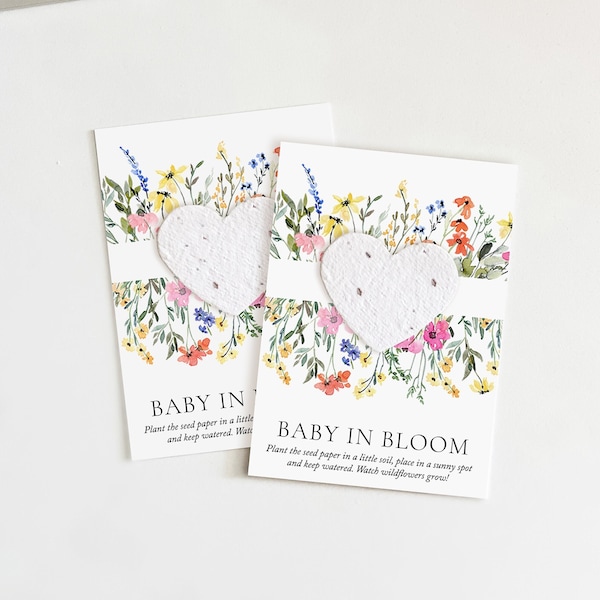 growNOTES™ Baby in Bloom Plantable Favor Cards, Grows Wildflowers, Baby Shower, Wallet Size Gift For Guests, Seed Packet, Botanical