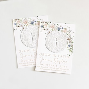 growNOTES™ Grow in Faith Favor Cards, Baptism, Communion, Christening, Wallet Size, Mini Favor Cards, Seed Paper, Plantable, Wildflowers