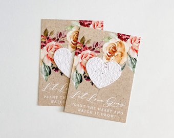 growNOTES™ Let Love Grow Plantable Favor Cards, Grows Wildflowers, Seed Paper Packet, Wallet Size Guest Gift, Wedding Shower, Golden Kraft