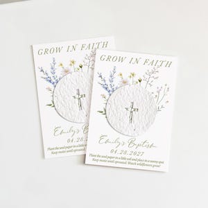 growNOTES™ Grow in Faith Baptism Favor Cards, Communion, Christening, Wallet Size, Mini Favor Cards, Seed Paper, Plantable Favors, Mailable