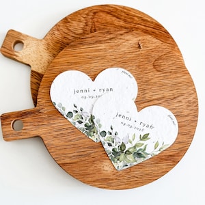 Custom Seed Paper Wedding Favor Seed Paper Favor Bulk Flower Seed Paper Plantable Seed Paper Heart Wildflower Seed Heart, growNOTES™ 3” Wide