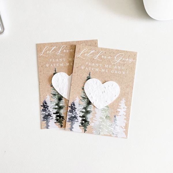 growNOTES™ Plantable Favor Cards, Grows Wildflowers, Seed Paper Packet, Wallet Size Guest Gift, Wedding Shower, Winter Pine, Evergreen