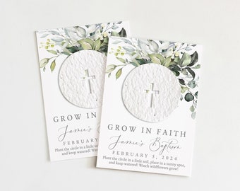 growNOTES™ Grow in Faith Baptism Favor Cards, Communion, Christening, Wallet Mini Favor Cards, Seed Paper, Plantable Favors, Eucalyptus