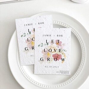 Faveurs de graines de fleurs sauvages growNOTES™, cadeau à envoyer par la poste, plantable, mariage, douche, botanique, 3,5 x 4,5 pouces