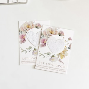 growNOTES™, Let Love Grow Plantable Favor Cards, Grows Wildflowers, Seed Paper Packet, Wallet Size Guest Gifts, Weddings, Showers, Botanical