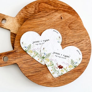 Custom Seed Paper Wedding Favor Seed Paper Favor Bulk Flower Seed Paper Plantable Seed Paper Heart Wildflower Seed Heart, growNOTES™ 3” Wide