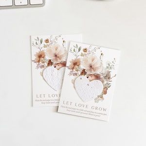 growNOTES™ Let Love Grow Plantable Favor Cards, Grows Wildflowers, Seed Paper Packet, Wallet Size Guest Gifts, Weddings, Shower, Dusty Pink