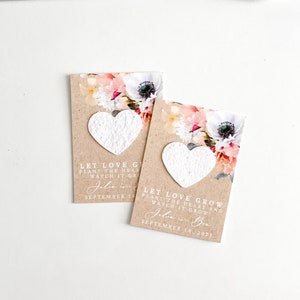 growNOTES™, Let Love Grow Plantable Favor Cards, Grows Wildflowers, Seed Paper Packet, Wallet Size Guest Gift, Wedding Shower, Anemone Peony