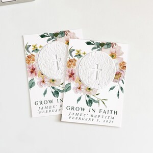 growNOTES™ Grow in Faith Baptism Favor Cards, Communion, Christening, Wallet Size, Mini Favor Cards, Seed Paper, Plantable Favors,
