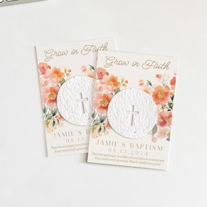 growNOTES™ Grow in Faith Baptism Favor Cards, Communion, Christening, Wallet Size, Mini Favor Cards, Seed Paper, Plantable Favors, Packet