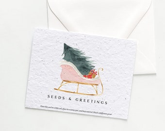 growNOTES™ Plantable Holiday Cards Personalized Seed Paper Christmas Cards Unique Flower Seeded Card Grows Wildflower Seeds and Greeting