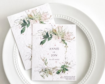 Wildflower Seed Favors, Eco-Friendly Favors, Plantable, Seed Packet, Bridal Shower, Wedding, growNOTES™ 3.5"x4.5", Botanical