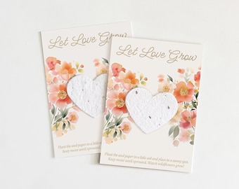 growNOTES™ Wedding Favors Let Love Grow Plantable Flower Seed Paper Cards, Bridal Shower, Gifts, Wallet Size, Orange and Cream