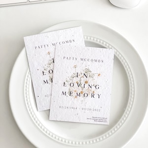 Cartes en papier pour graines commémoratives à planter growNOTES™, pouvant être envoyées en mémoire de cartes pour les funérailles, cadeau de sympathie Daisy 3,5 x 4,5 po.