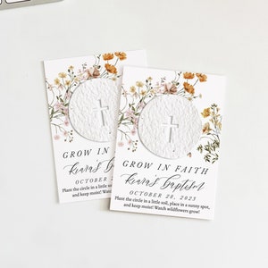 growNOTES™ Grow in Faith Baptism Favor Cards Communion Christening Wallet Mini Favor Cards Seed Paper Plantable Favors Wildflower Butterfly