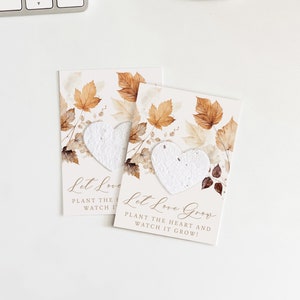 growNOTES™ Let Love Grow Plantable Seed Paper Favor Cards, Grows Wildflowers, Wallet Size Gift, Bridal, Wedding, Shower, Autumn Leaves