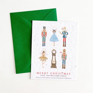 growNOTES™ Plantable Holiday Cards Personalized Seed Paper Christmas Cards Unique Flower Seeded Card Grows Wildflower Nutcracker