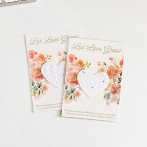 growNOTES™ Wedding Favors Let Love Grow Plantable Flower Seed Paper Cards, Bridal Shower, Gifts, Wallet Size, Orange and Cream