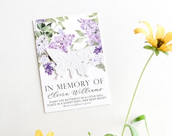 Butterfly Memorial Cards Plantable Seed Paper For Funeral Custom In Memory Cards Sympathy Gift Grief Cards Celebration of Life