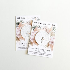 growNOTES™ Grow in Faith Baptism Favor Cards, Communion, Christening, Wallet Size, Mini Favor Cards, Seed Paper, Plantable Favors, Mailable