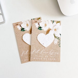 growNOTES™ Let Love Grow Plantable Favor Cards, Grows Wildflowers, Seed Paper Packet, Wallet Size Guest Gift, Wedding Shower, Magnolia