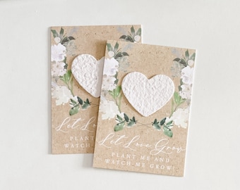 growNOTES™, Let Love Grow Plantable Favor Cards, Grows Wildflowers, Seed Paper Packet, Wallet Size Guest Gift, Wedding, Shower, Kraft Wreath