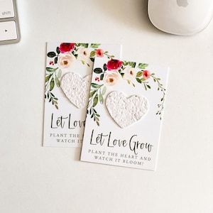 growNOTES™ Wedding Favors, Let Love Grow Plantable Seed Paper Favor Cards, Grows Wildflowers, Wallet Size, Gifts, Shower, Rose Green Mint