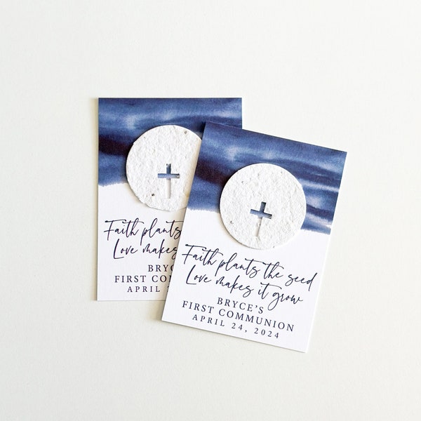 growNOTES™ Faith Plants the Seed Baptism Favor Cards, Communion, Christening, Wallet Size, Mini Favor Cards, Seed Paper, Plantable Favors