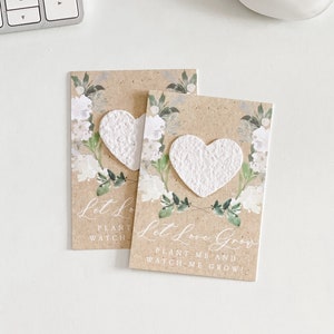 growNOTES™, Let Love Grow Plantable Favor Cards, Grows Wildflowers, Seed Paper Packet, Wallet Size Guest Gift, Wedding, Shower, Kraft Wreath