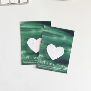 growNOTES™ Let Love Grow Plantable Favor Cards, Grows Wildflowers, Seed Paper Packet, Wallet Size Guest Gifts, Weddings, Shower, Watercolor